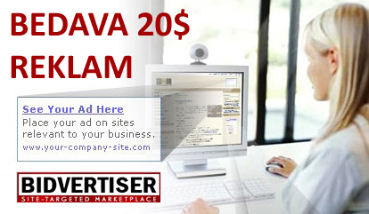 bidvertiser Google Adwords ile Sorun yaşayanlar için Bedava 20$ Reklam Fırsatı